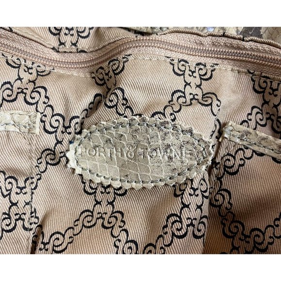 Forth & Towne Snakeskin Print Leather Satchel Purse with Silver Hardware - Picture 9 of 12